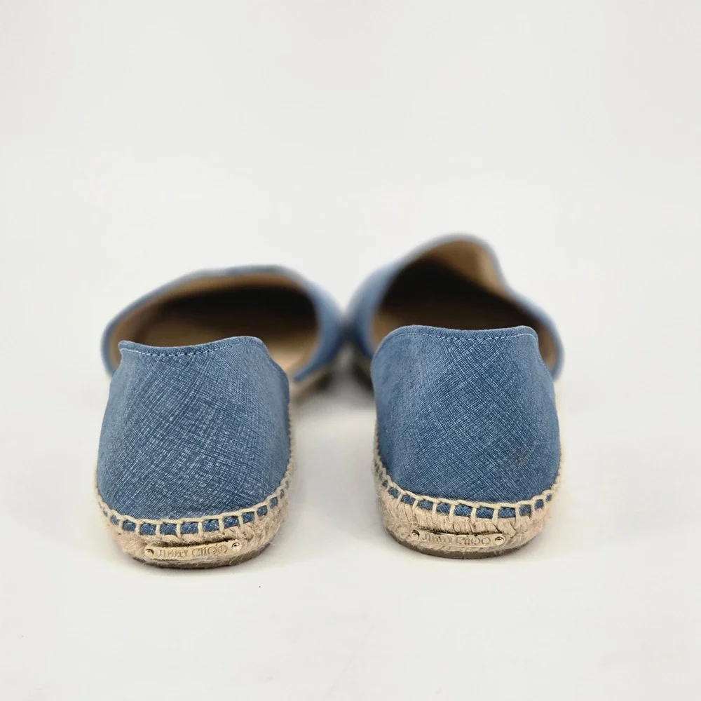 Jimmy Choo Dreya Denim d'Orsay Espadrille Flats Women's Size 38.5 US 8 Spain
